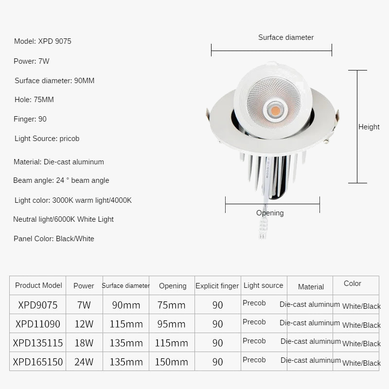 lampe de projecteur circulaire à led moderne avec interrupteur trompe déléphant