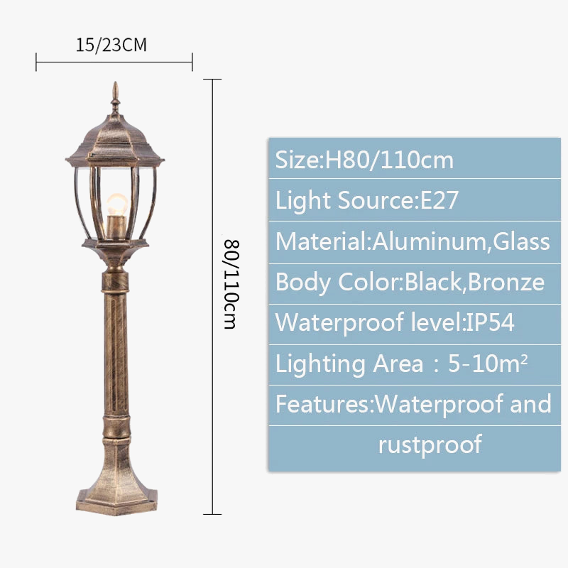 lampe de rue décorative étanche pour extérieur jardin parc villa