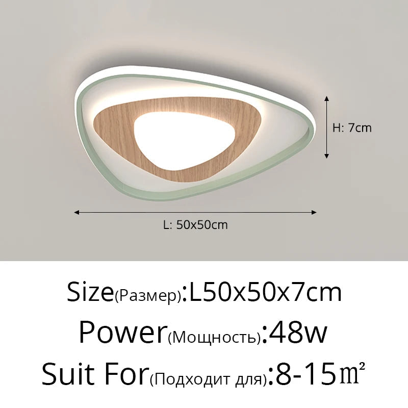 lampe de salon minimaliste carrée à grains de bois