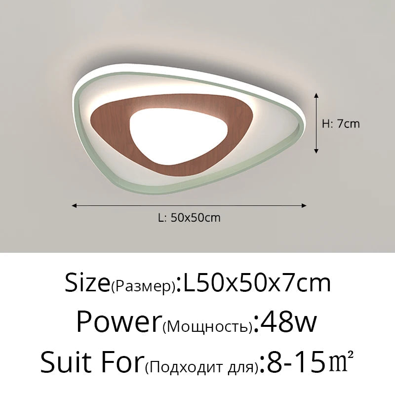lampe de salon minimaliste carrée à grains de bois