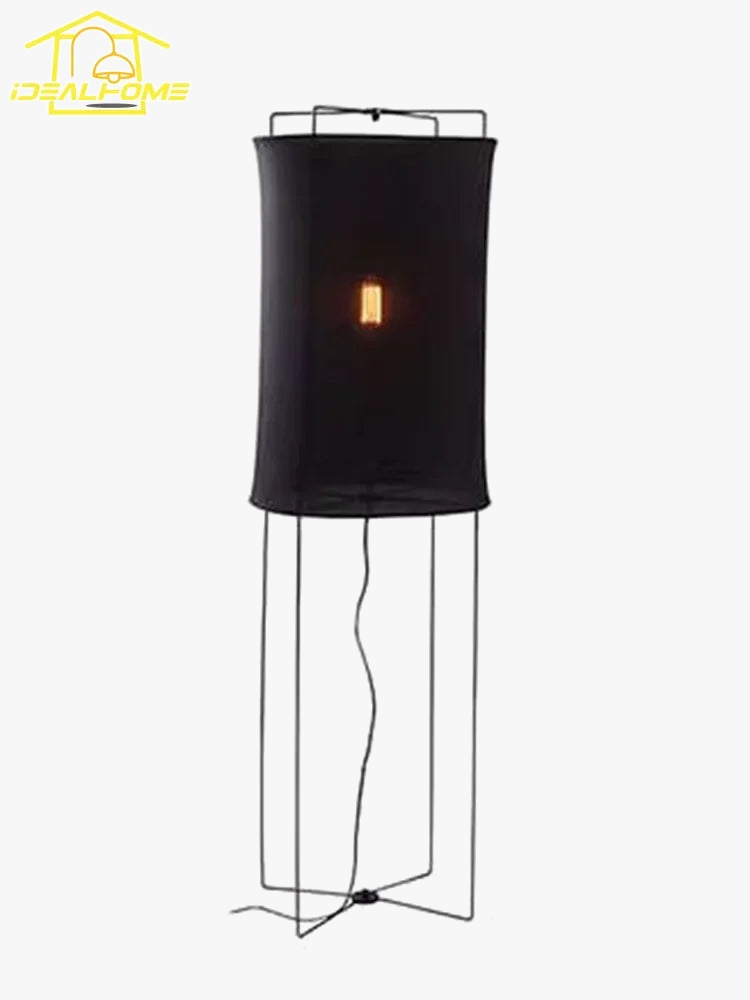 lampe de sol design minimaliste japonais wabi-sabi en tissu pour intérieur