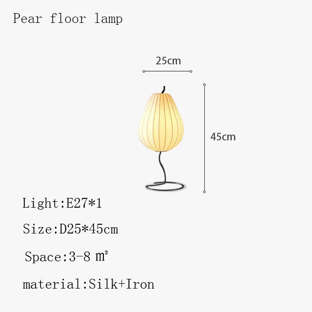 lampe de sol japonaise en soie design poire élégante et moderne