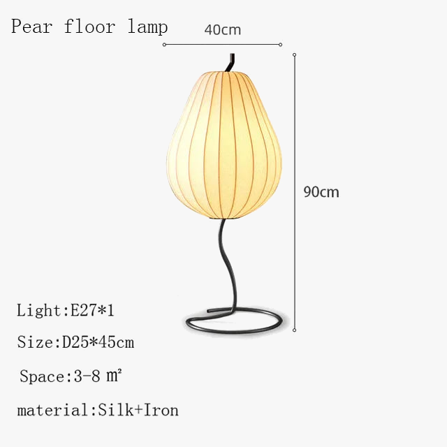 lampe de sol japonaise en soie design poire élégante et moderne