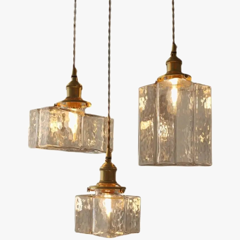 suspension de style japonais vintage en verre et laiton led
