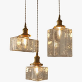 suspension de style japonais vintage en verre et laiton led