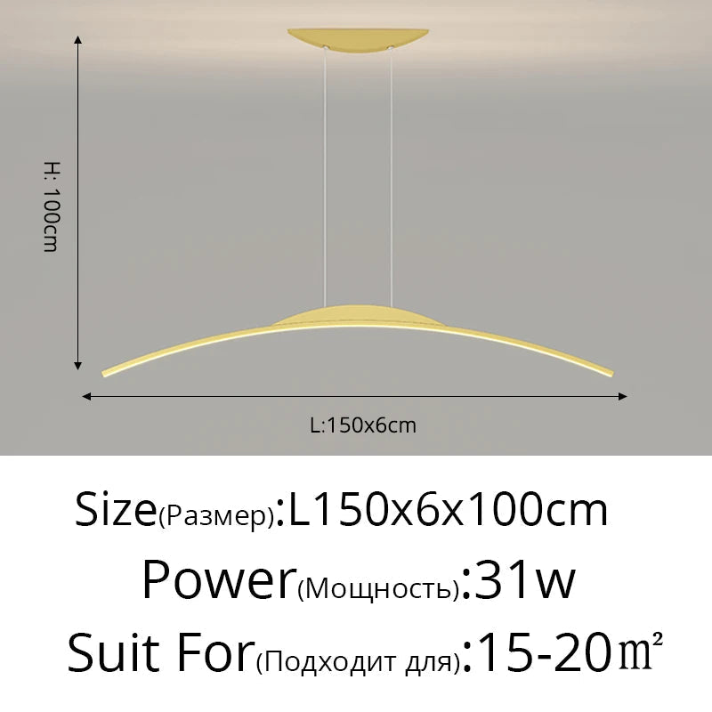 Lustre long led minimaliste avec hauteur réglable