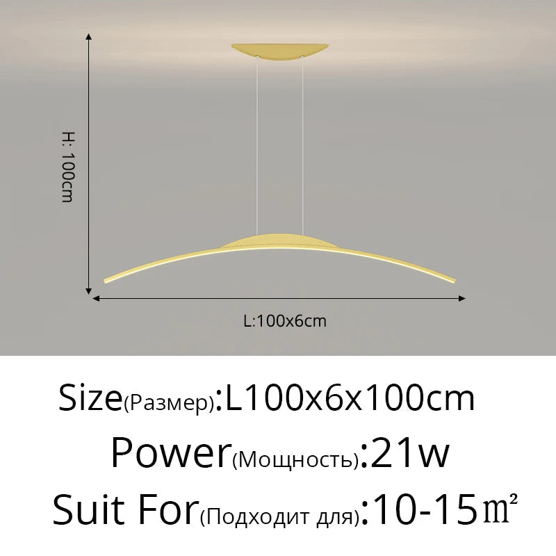 Lustre long led minimaliste avec hauteur réglable