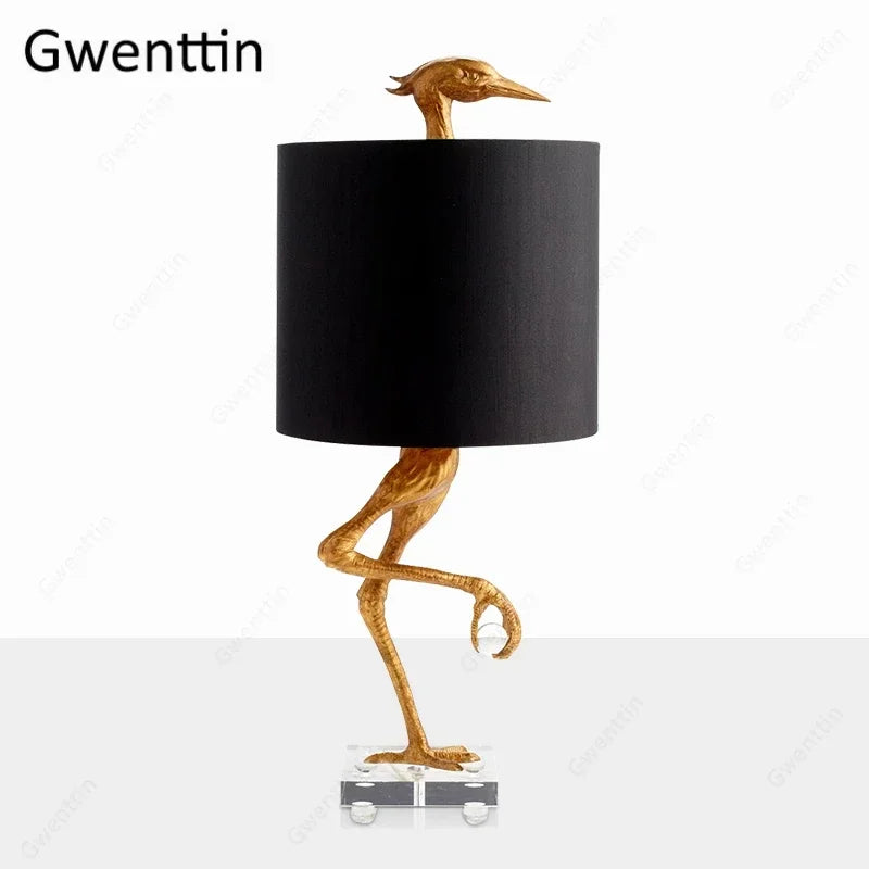 lampe de table autruche design créatif pour décoration intérieure moderne
