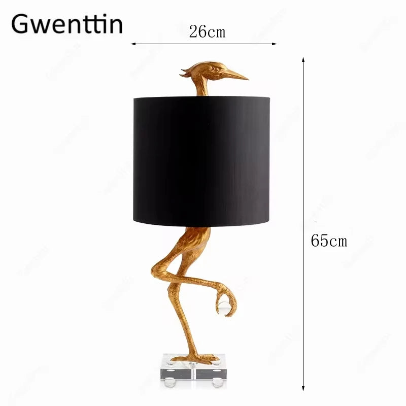 lampe de table autruche design créatif pour décoration intérieure moderne