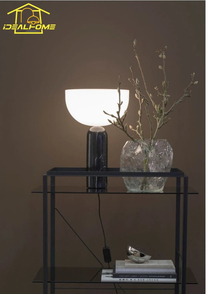 lampe de table champignon design danois en marbre lumineux minimaliste