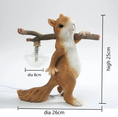 lampe de table écureuil en résine petite veilleuse décorative enfant