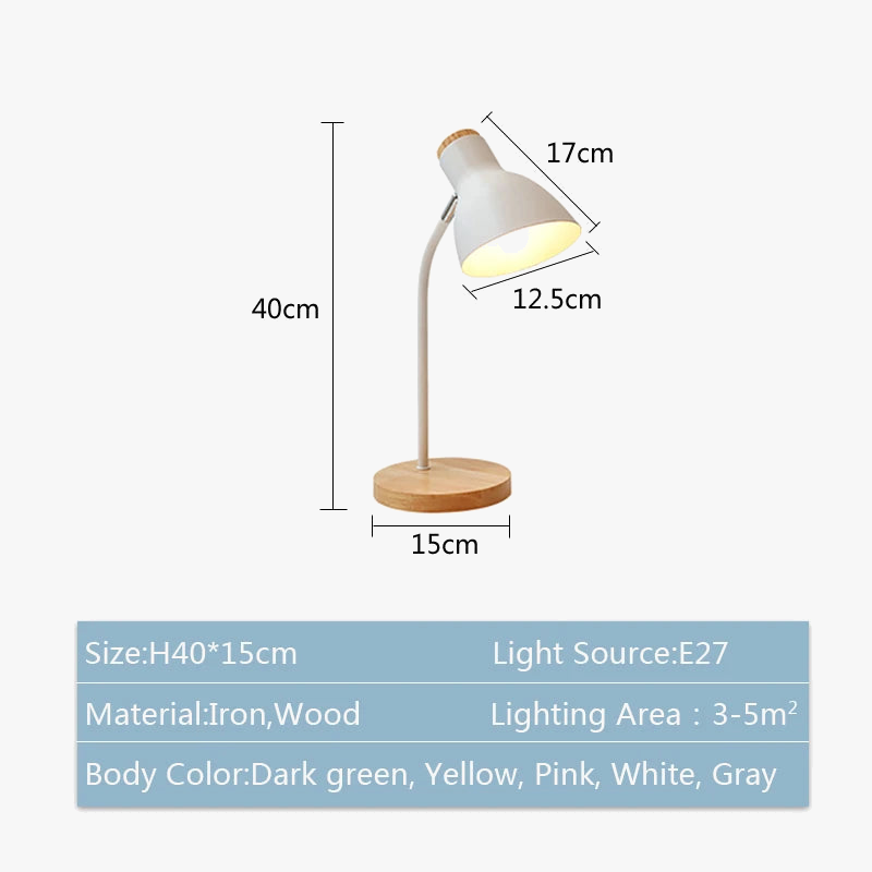 lampe de table led en bois et fer art nordique protection des yeux