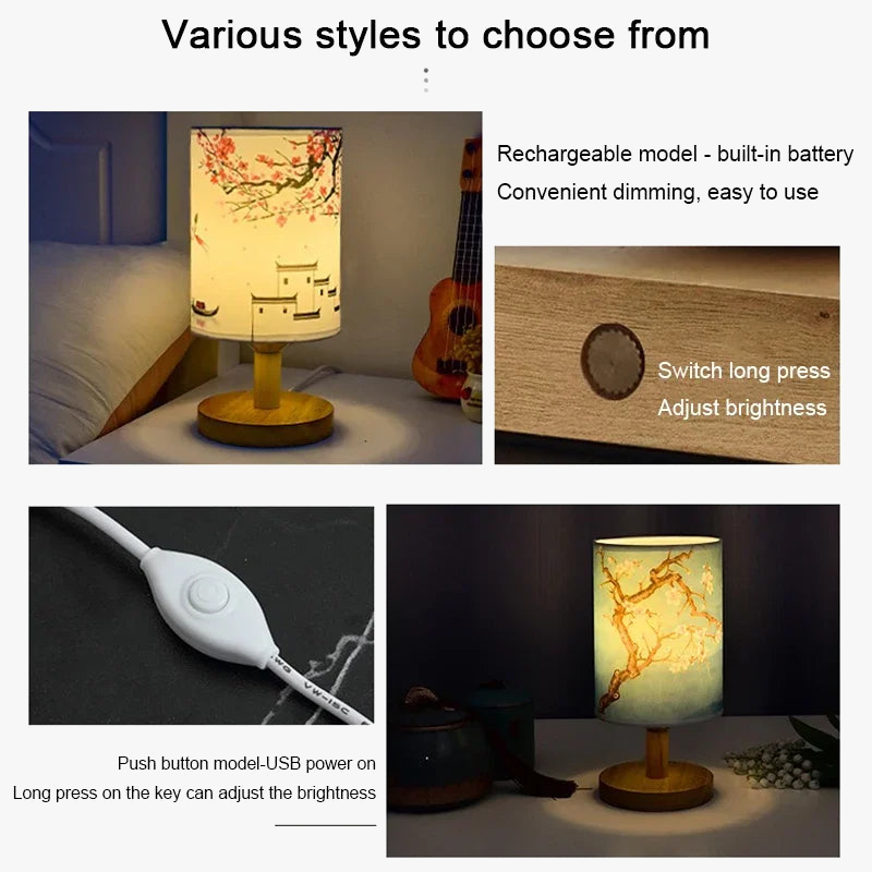 lampe de table led fleur de prunier design chinois pour ambiance douce