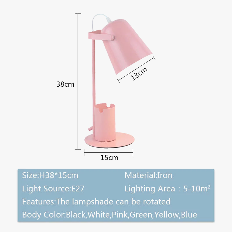 lampe de table led réglable style nordique avec porte-stylo protection yeux