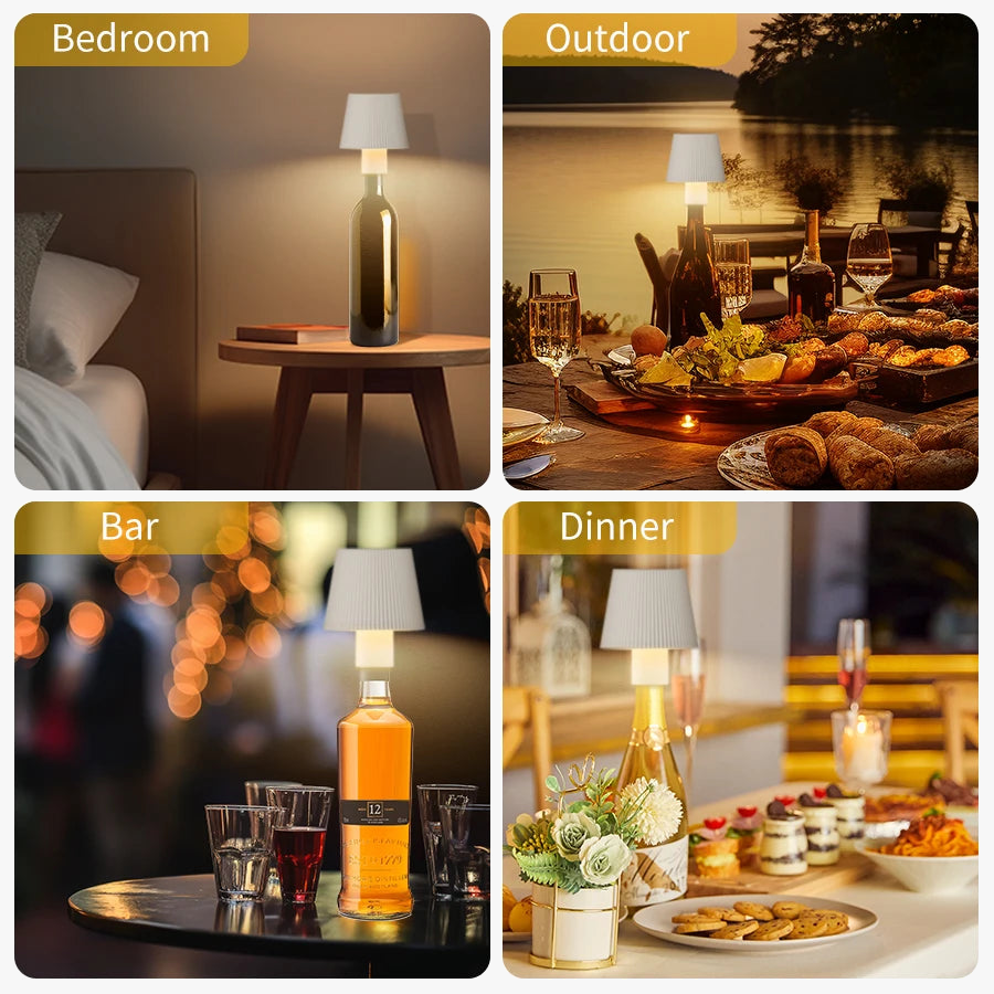 lampe de table led rechargeable rayée bouteille de vin interrupteur tactile décoratif