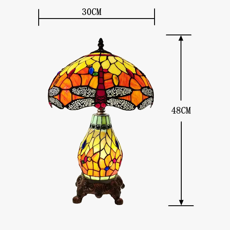 lampe de table libellule style américain rétro décoratif en verre