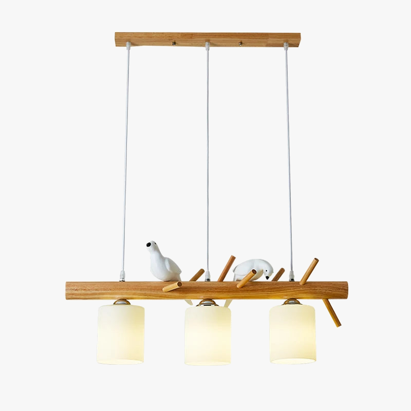 lampe de table nordique drôle avec suspension oiseau en bois led