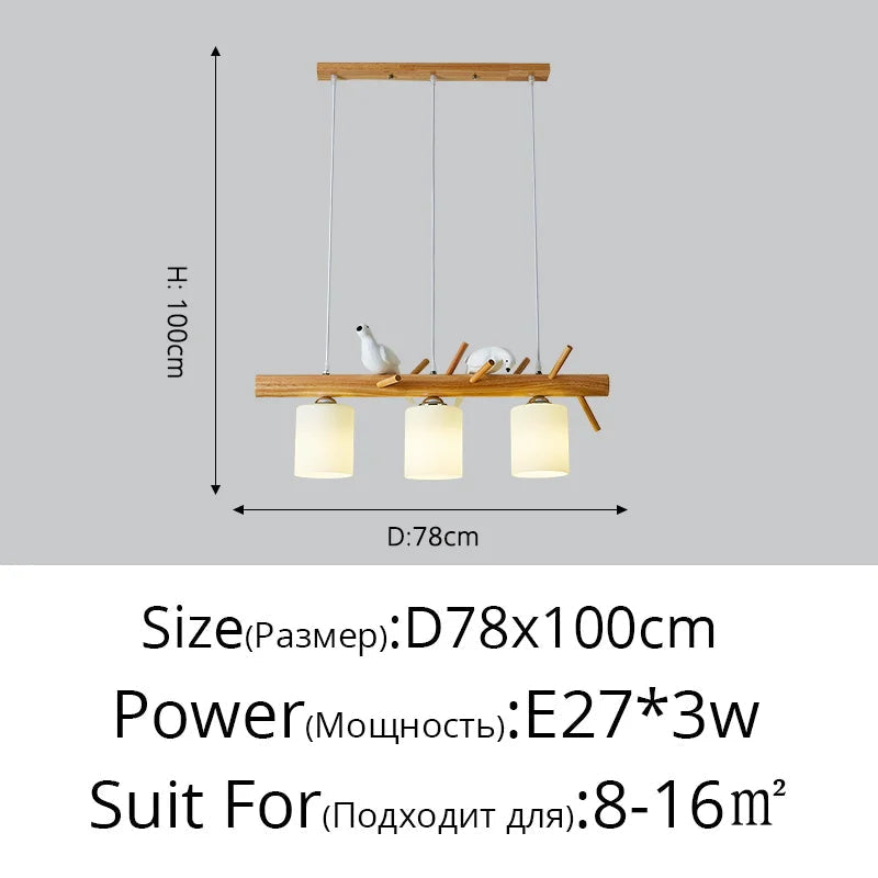 lampe de table nordique drôle avec suspension oiseau en bois led