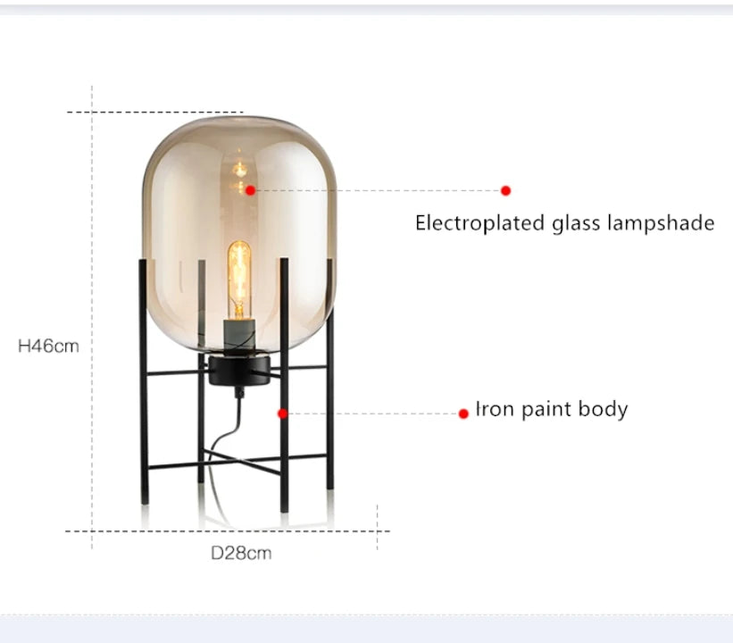 lampe de table nordique postmoderne en verre pour décoration
