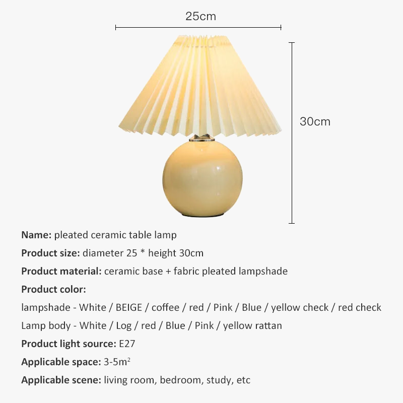 Lampe de table plissée coréenne