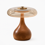 lampe de table rétro en verre et bois design japonais