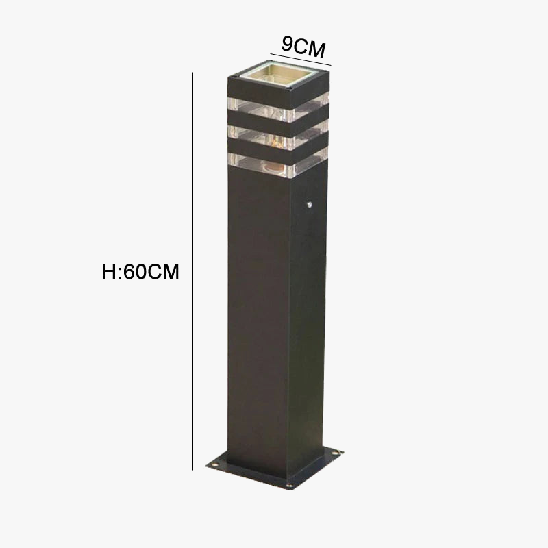 lampe extérieure carrée en aluminium led moderne pour jardin et parc