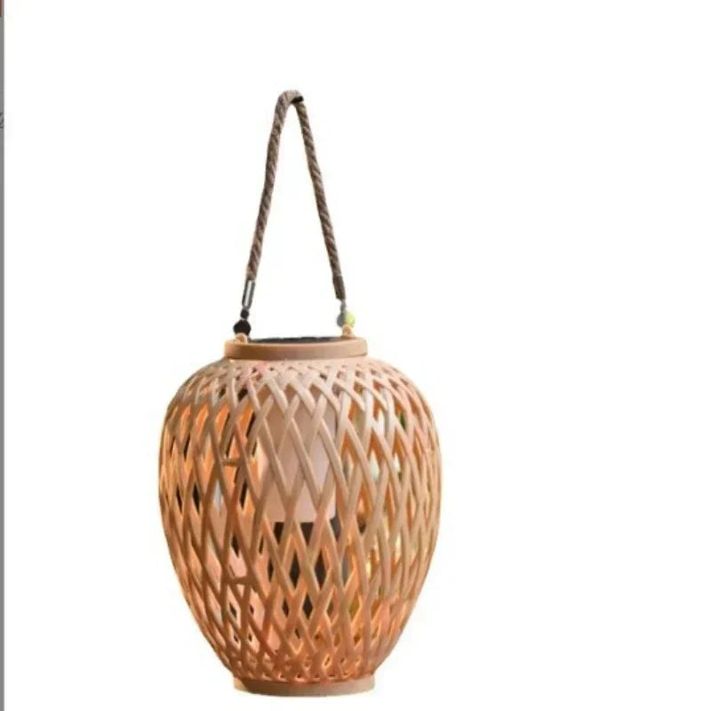 lampe extérieure solaire imitation bambou pour jardin décoratif
