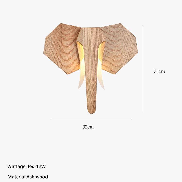 lampe éléphant en bois de frêne style sud-est asiatique