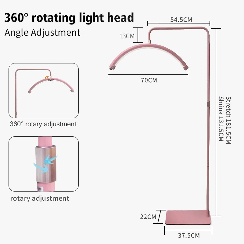 lampe led demi-lune pour soins des yeux et beauté rotative en forme de u