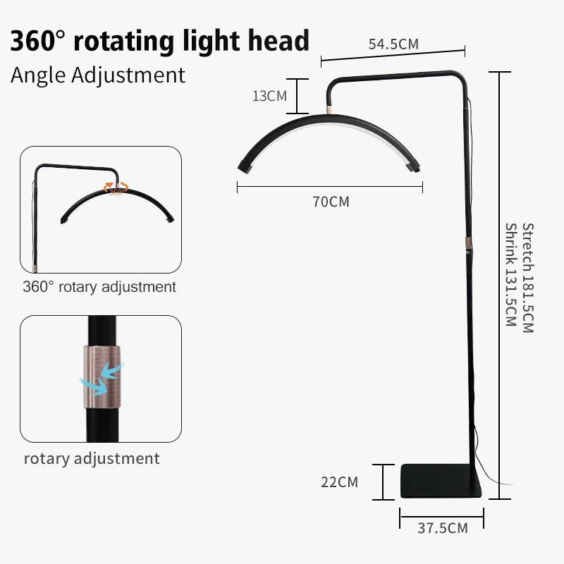lampe led demi-lune pour soins des yeux et beauté rotative en forme de u