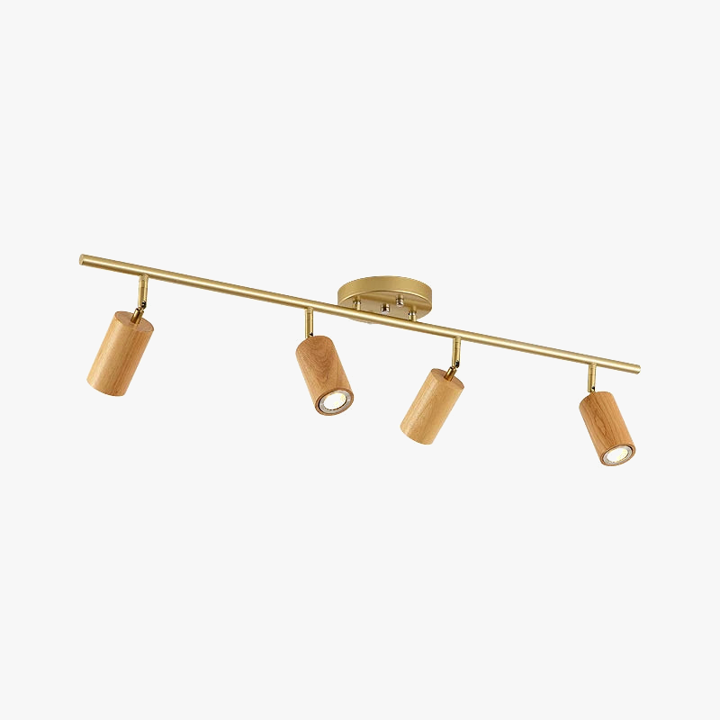 lampe led en bois moderne montée en surface avec plusieurs têtes