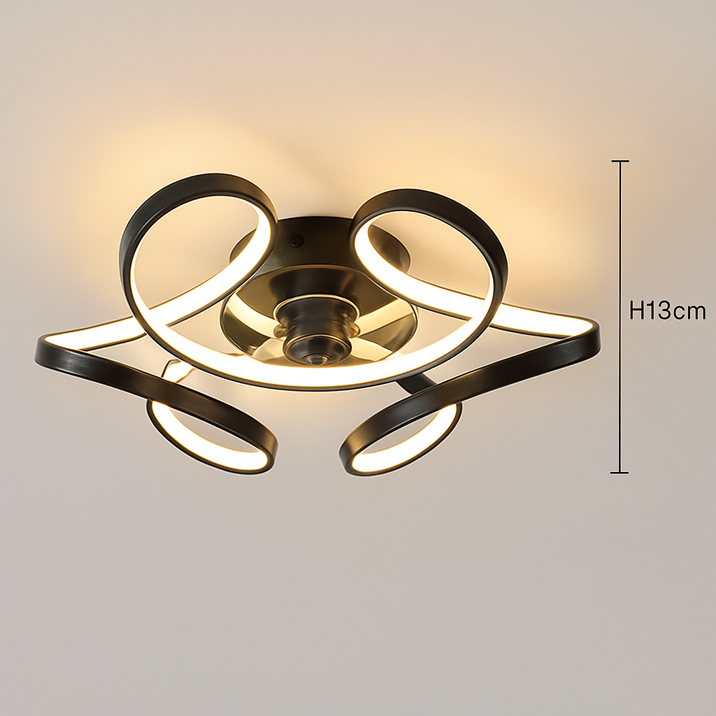 lampe à led moderne avec ventilateur de plafond et télécommande