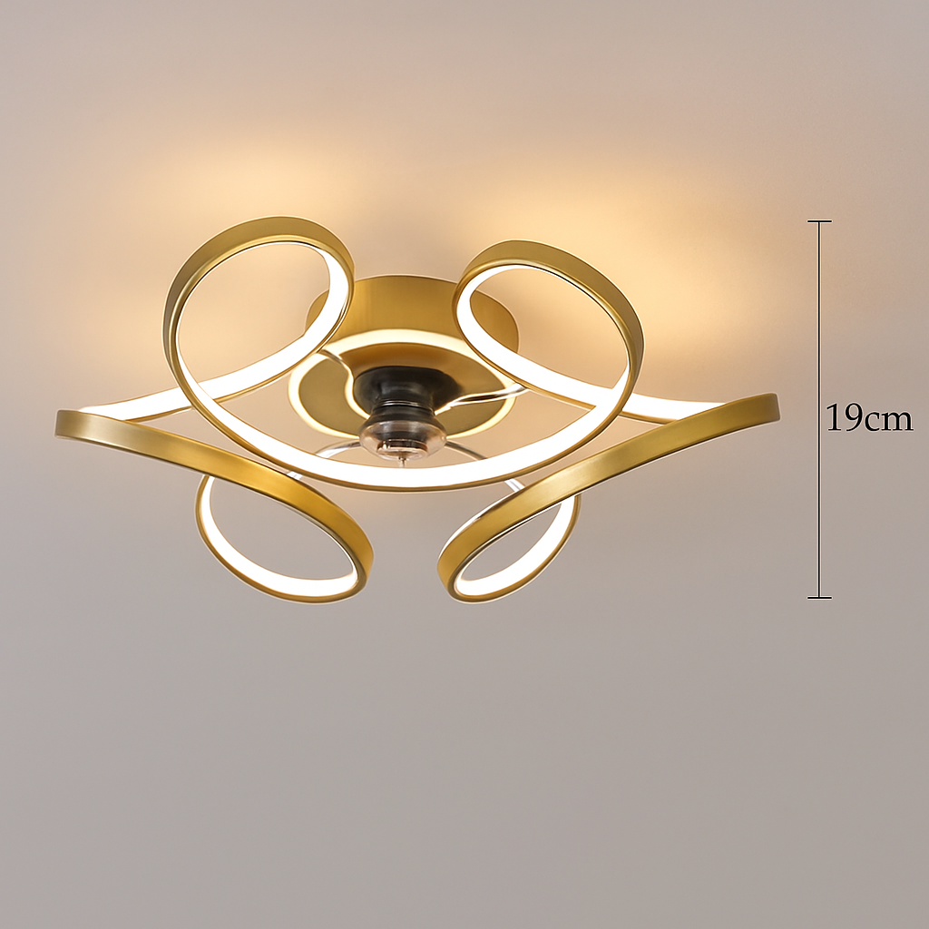 lampe à led moderne avec ventilateur de plafond et télécommande
