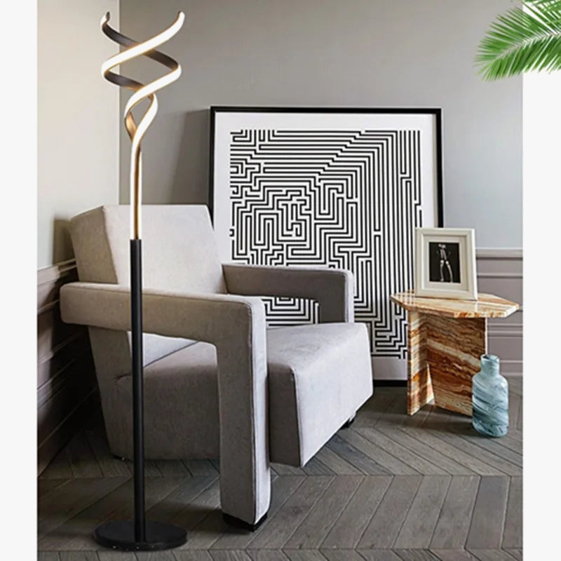 Lampadaire led moderne luxe spirale double télécommande gradation