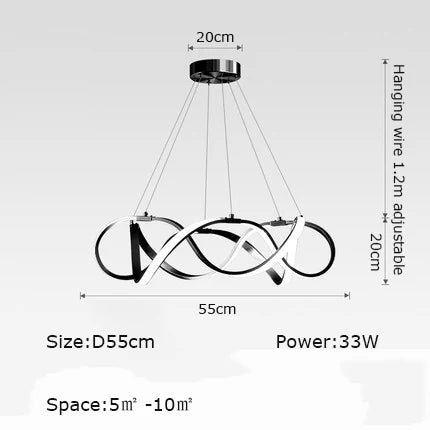 Lustre LED suspendue moderne style europe du nord