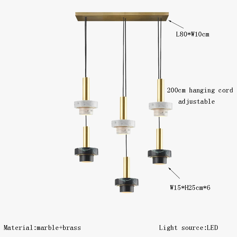 Suspension LED en marbre décorative pour divers espaces