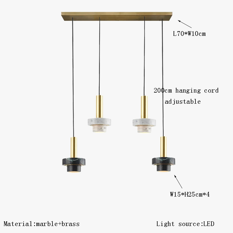 Suspension LED en marbre décorative pour divers espaces