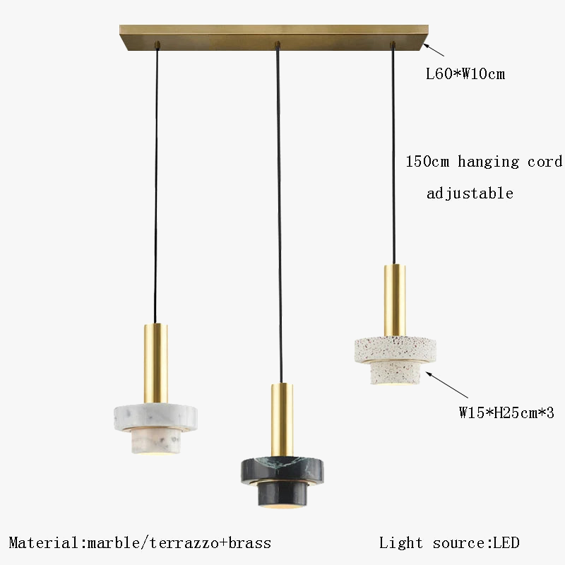 Suspension LED en marbre décorative pour divers espaces