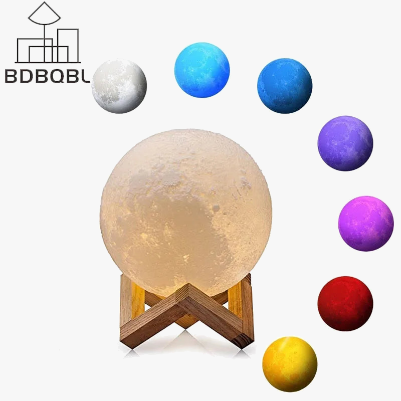 lampe lune 3d rechargeable avec changement de couleur tactile