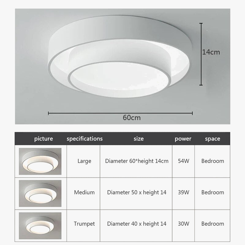Plafonnier moderne led minimaliste blanc double rond