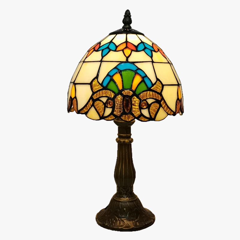 lampe à poser baroque européenne style tiffany en verre antique