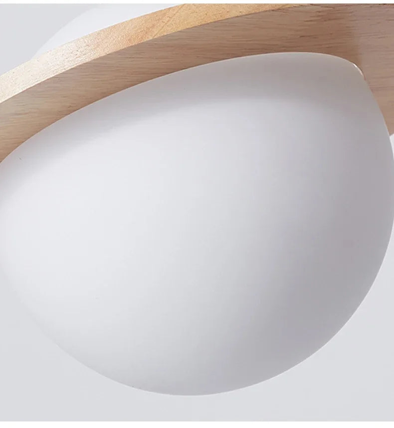 lampe à poser créative en bois et boule blanche décorative pour intérieur