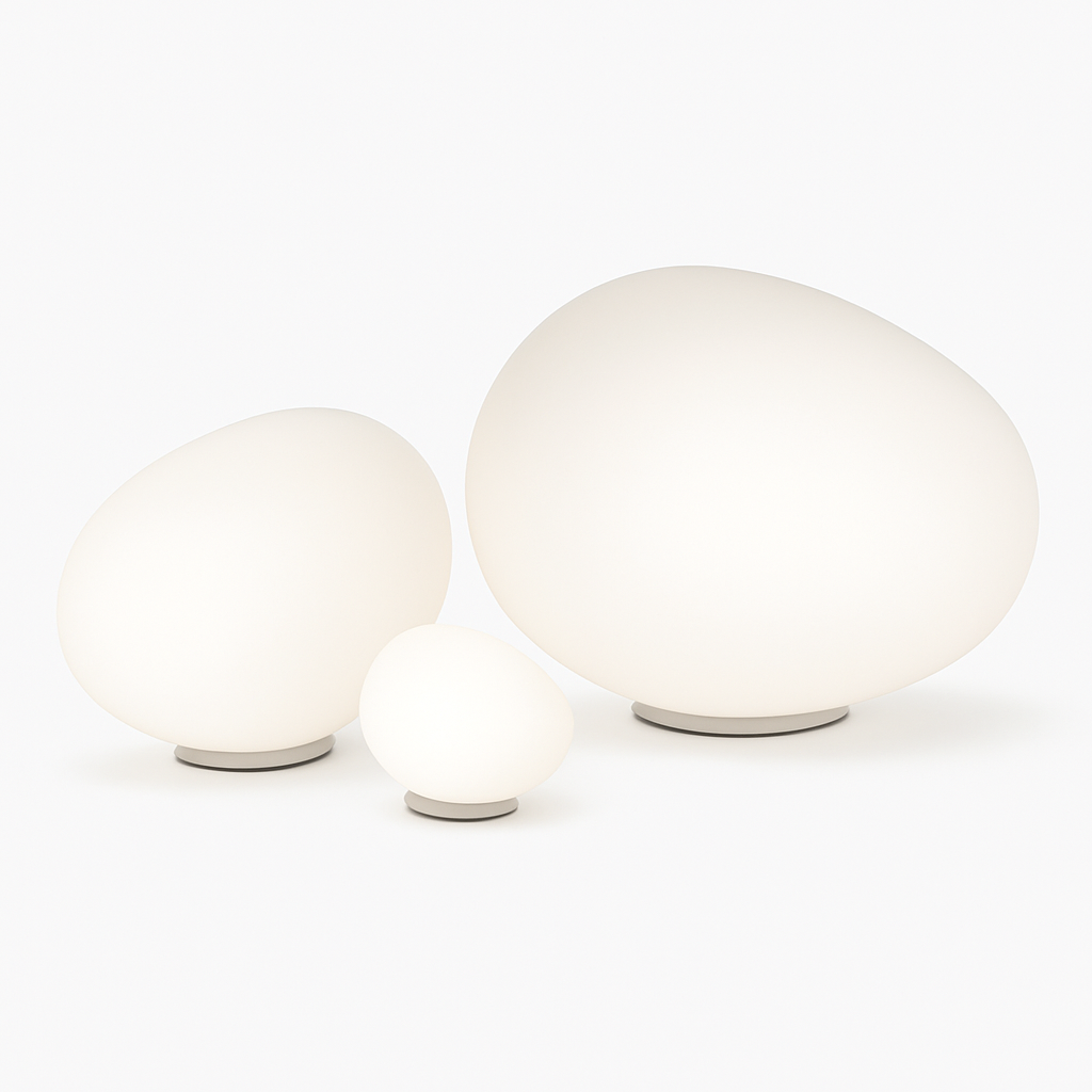 Lampe à poser design LED ambiance galet blanc Decor