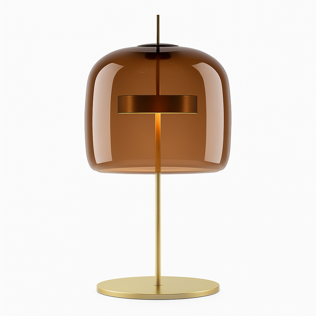 Lampe à poser design à LED en métal doré et abat-jour en verre rétro Light