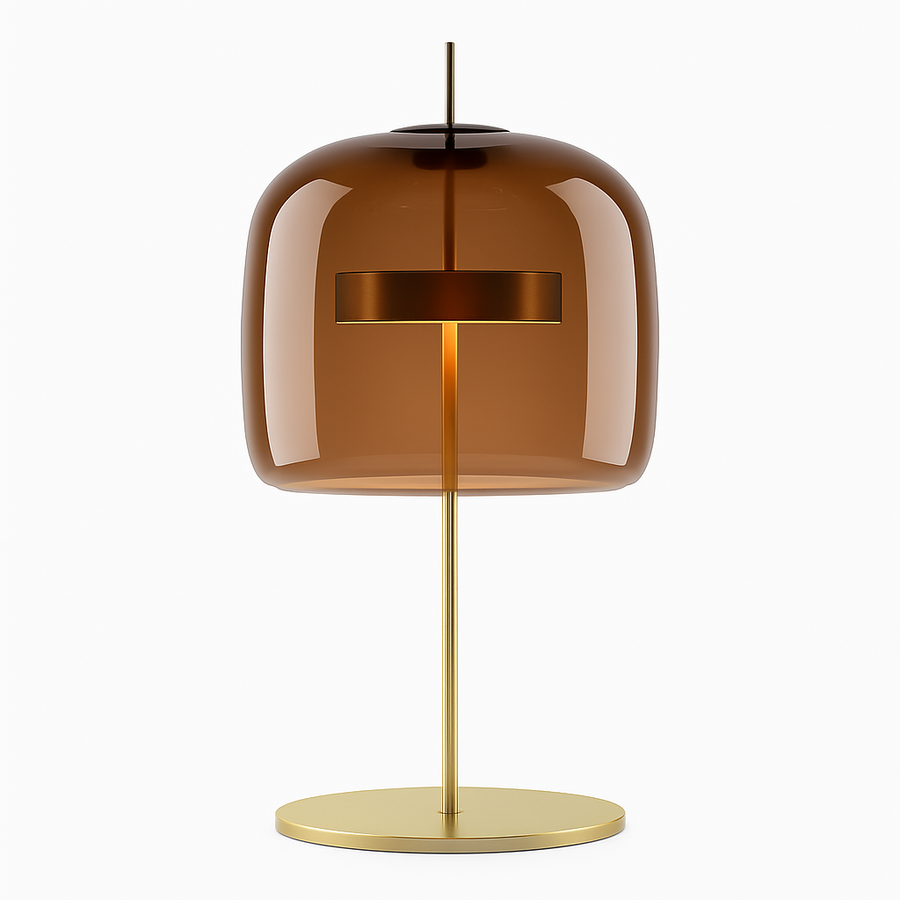 Lampe à poser design à LED en métal doré et abat-jour en verre rétro Light