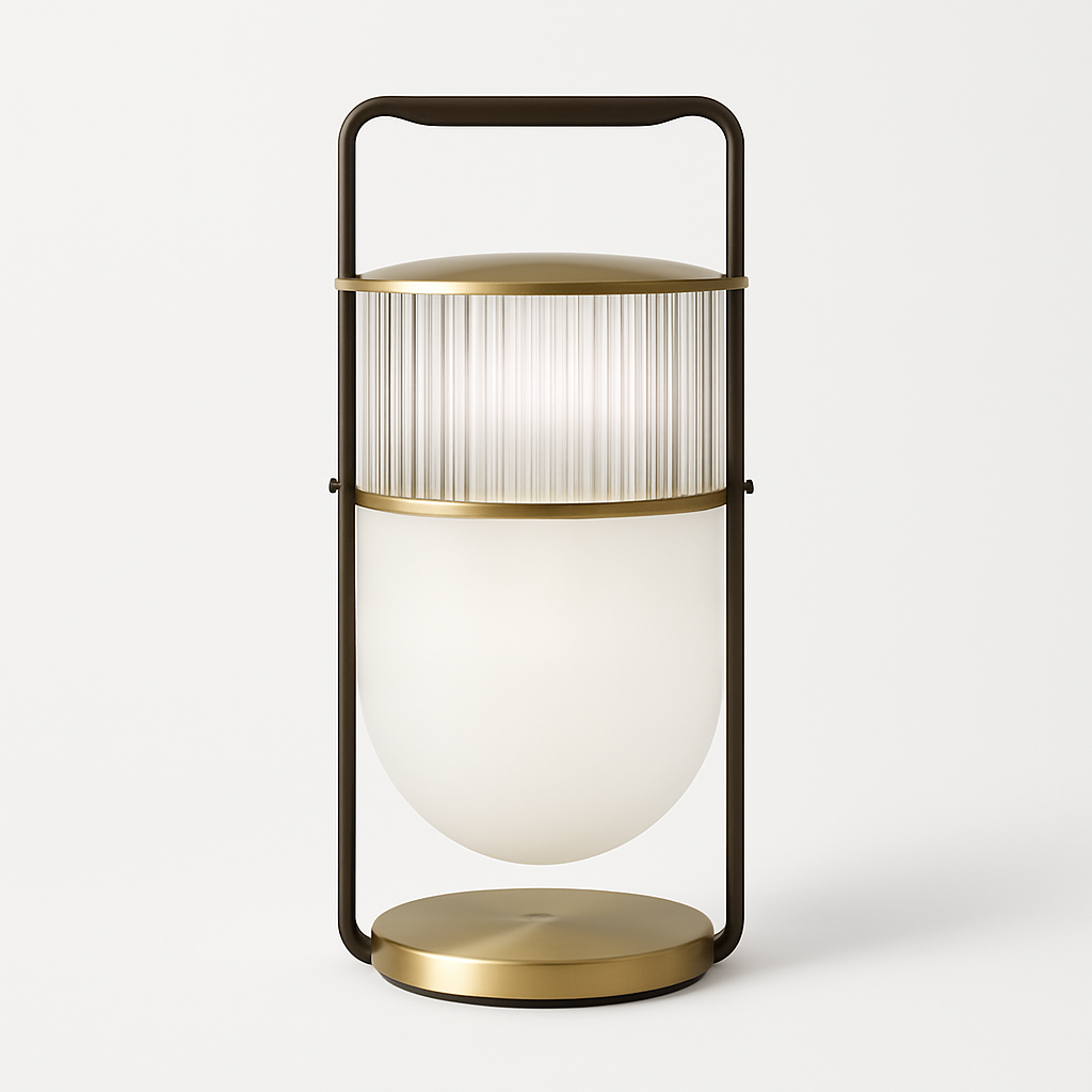 Lampe à poser design LED en verre style lanterne
