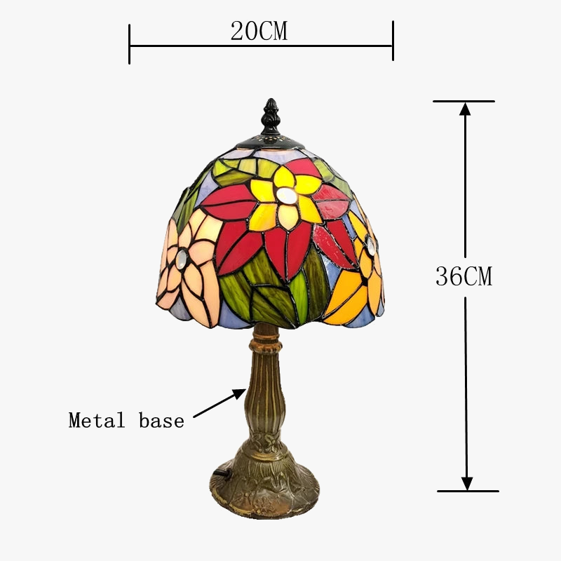 lampe à poser design scandinave vitrail antique en métal