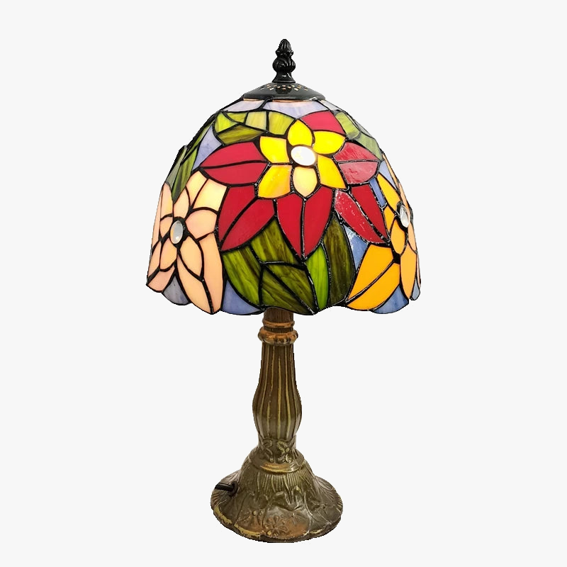 lampe à poser design scandinave vitrail antique en métal