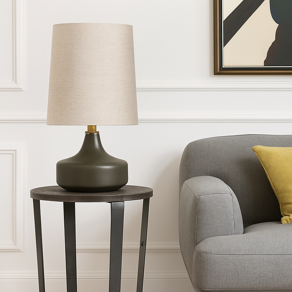 Lampe à poser en céramique design avec abat-jour en tissu Mariage