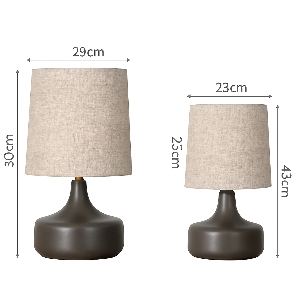 Lampe à poser en céramique design avec abat-jour en tissu Mariage